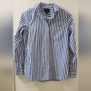 J.Crew Blue and White Striped Button-Up Blouse.